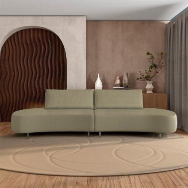 Imagem de Sofá Bipartido Sala de Estar Jamaica 320cm Curvo Pés Alumínio Bouclê B