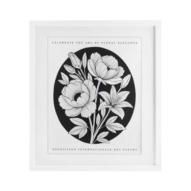 Imagem de Stupell Industries Galeria Exposição Flores Preto Branco Impressão Emoldurada sob Vidro Design por Lettered and Lined, 21 x 17