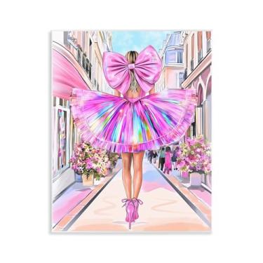 Imagem de Stupell Industries Design de arte prismático com laço rosa e placa de parede por Jess Stempel, 14 x 11