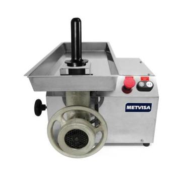 Imagem de Moedor De Carne Metvisa Boca 22 Estanho Motor 1CV Gabinete em Inox Mod