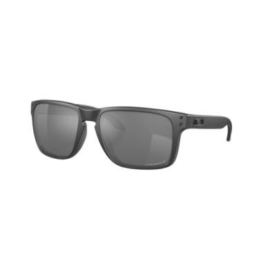 Imagem de Oakley Óculos de sol quadrados Holbrook XL OO9147 | Pacote com kit de limpeza e bolsa de microfibra adicional, Aço / Prizm preto polarizado
