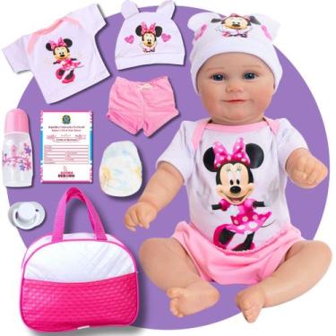 Imagem de Reborn Bebê Boneca Maddie Girl Minnie Kit Bolsa Maternidade Corpinho S