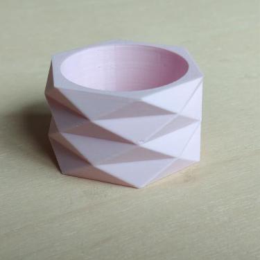 Imagem de 8 Argolas Para Guardanapo Geométrica - Mesa Posta - Toque 3D, Rosa Cla