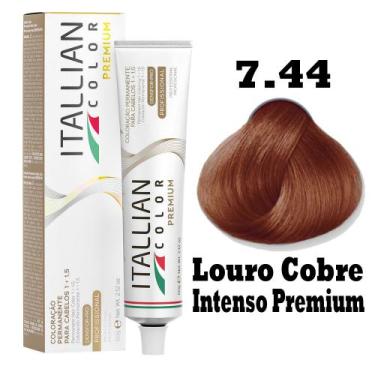 Imagem de Coloração Itallian Color 60g Louro Cobre Intenso Premium 7.44