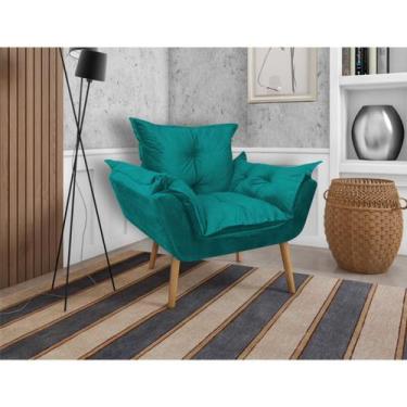 Imagem de Poltrona Decorativa Opalla Paloma Suede Azul Turqueza - VISALAR MÓVEIS