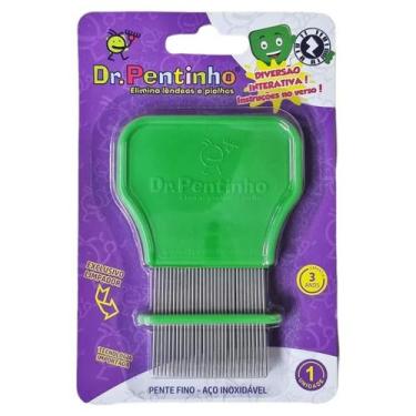 Imagem de Dr Pentinho Pente Fino De Aço Piolhos E Lêndeas Com Limpador - Dr Pent