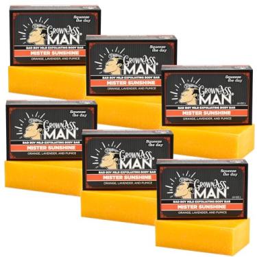 Imagem de Grown Ass Man Co. Barras esfoliantes corporais – Sabonete sólido com óleos naturais e esfoliante suave – sem plástico e ecológico, natural e orgânico para toda a pele, barra de 118 ml – Mister
