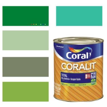 Imagem de Esmalte Sintético Base Água Coral Coralit 800ml Tinta Cor Verde Acetin