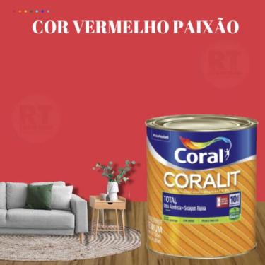 Imagem de Esmalte Sintético Base Água Coral Coralit 800ml Tinta Cor Vermelho Ace