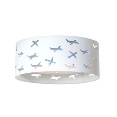 Imagem de Luminária Infantil Plafon Aviões Duplo 50x16cm Azul bebê - Tom Luz