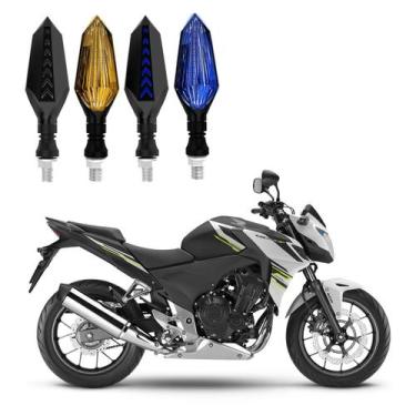 Imagem de KIT 4 Setas Sequenciais Led Universal Pisca Azul P43S Moto Honda CB 50