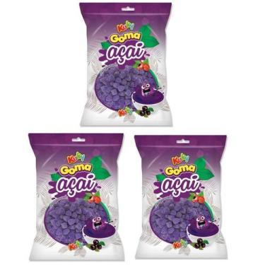 Imagem de Kit com 3 Pacotes de Bala Gominha Original Açaí Aniversários - Kuky