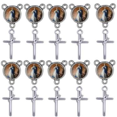 Imagem de Crucifixo + Entremeio NS Sra da Conceição 40 Peças p terço - Tudo Em M