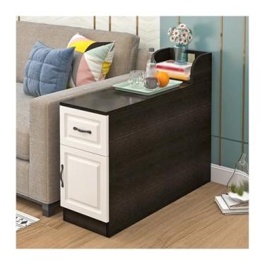 Imagem de Mesa lateral de sofá armário de canto aparador escandinavo mesa de telefone simples recarregável apoio de braço sala de estar sofá estreito mesa lateral armário lateral criativo (preto, 90 x 30 x 60