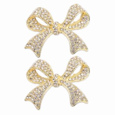 Imagem de PATIKIL Broche de laço de strass, 2 peças elegante cristal brilhante laço broche vintage broche de lapela moda broche feminino festa de casamento terno nupcial roupas chapéu joias presente, tom