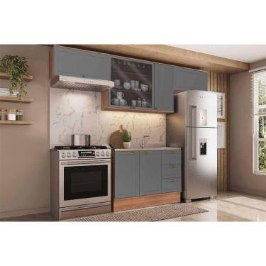 Imagem de Cozinha Modulada Carraro Bella 4 Peças (3Aéreos+1Balcão) C4P174 Nogal/Cinza-Carraro