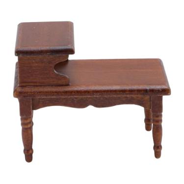 Imagem de RiToEasysports Móveis Em Miniatura da Doll House, 1:12 Castanha de Madeira Em Escala Tabela de chá de Boneca de Camada de Boneca para Casa de Boneca