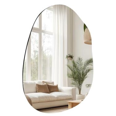 Imagem de CULER Espelho de parede irregular para banheiro, 61 x 91 cm, assimétrico, sem moldura, espelho de vidro temperado moderno para quarto, sala de estar, entrada