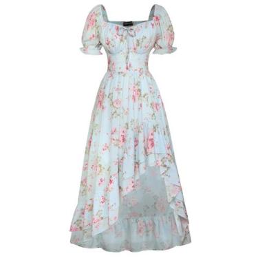 Imagem de Vestido Scarlet Darkness Cottagecore Corset Floral Chiffon Azul