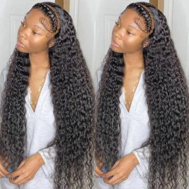 Imagem de Peruca frontal de renda Bangjazz Deep Wave 180% densidade 50 cm de cab