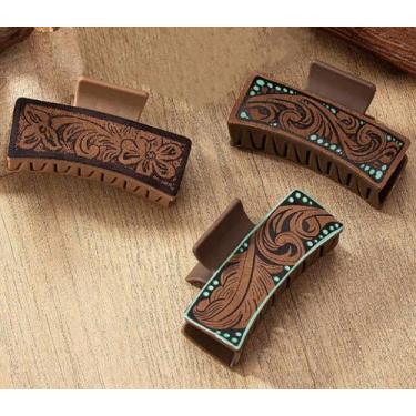 Imagem de Clipes de cabelo Tobeffect Western Large Leather Claw Clips x3