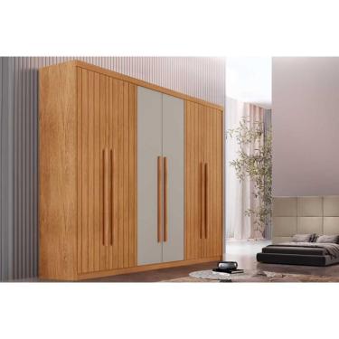 Imagem de Guarda Roupa Casal 6 Portas (4 Frisadas) E 2 Gavetas Hawaii Naturale/off White - Rufato