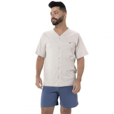 Imagem de Pijama Masculino em Malha de Algodão com Botões - Índigo - M - Puff, Í