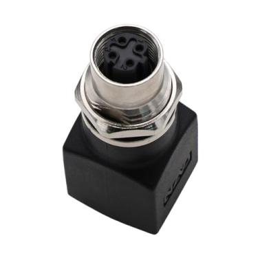 Imagem de HangTon Adaptador de rede Ethernet, fêmea codificada em D M12 de 4 pinos para conector RJ45 para switch Profinet EtherCat Codificador de sensor de automação de controle de máquina industrial, CAT5e