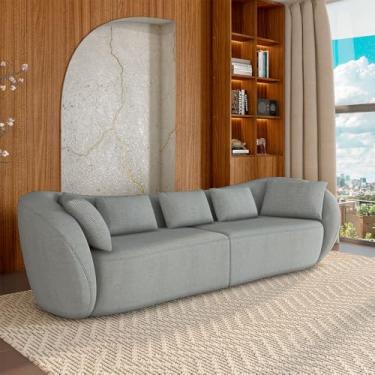 Imagem de Sofá Bipartido Sala de Estar Diamond 212cm com Almofadas Soltas Linho Cinza Escuro G52 - Gran Belo