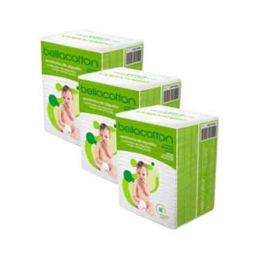 Imagem de Kit 3 Pacotes Algodão Quadrado BellaContton Baby Com 50 Unidades Cada