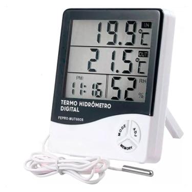 Imagem de TERMO HIGROMETRO DIGITAL COM MAXIMA E MINIMA MEDIDOR DE TEMPERATURA E UMIDADE COM RELOGIO E ALARME ASONX