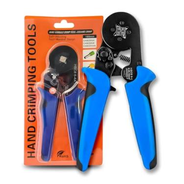 Imagem de Alicate Crimpar Prensa Terminal Ilhós [Azul] – 0,25 a 10mm², Catraca Ajustável, Profissional