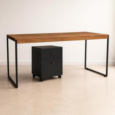 Imagem de Kit Home Office Completo Mesa Pé de Ferro + Gaveteiro Berlin MDP 4 Rod