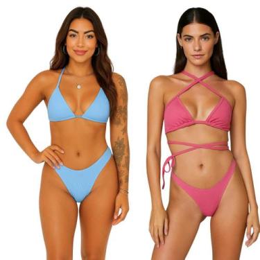 Imagem de Kit 2 Biquíni Candy Colors Tendência Verão 2026 - TRIBO MODA, Azul BB/