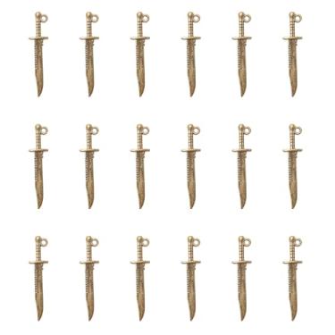 Imagem de Ruwado 30 pingentes de espada de metal 4,3 x 1 cm, pequenos pingentes chiques vintage para fazer joias faça-você-mesmo, colar, pulseiras, brincos, chaveiro, Natal, Ação de Graças, suprimentos (ouro