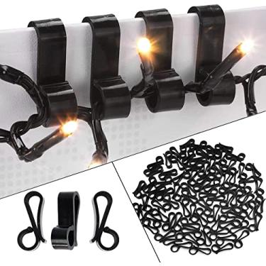 Imagem de Vikdio 30 ganchos pretos de calha para pendurar luzes de Natal, clipes de luzes de Natal para montagem em telhas, clipes de calha para prender luzes de gelo ao ar livre no Natal, Halloween, casa