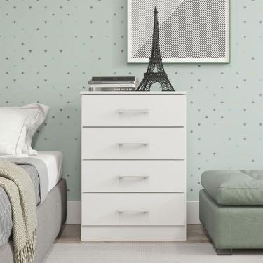 Imagem de Cômoda Pequena Para Quarto 55x93cm Mdp Branco Menu Móveis Branco