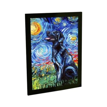 Imagem de Quadro Decorativo Cachorro Cão Na Noite Estrelada De Van Gogh V5 Decoração Poster Quarto Sala