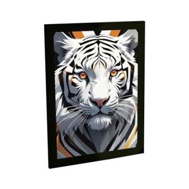 Imagem de Quadro Decorativo Tigre Branco Ilustração Vetor Decoração Poster Quarto Sala