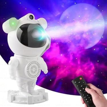 Imagem de Projetor Astronauta Premium com Som Bluetooth, Luz Noturna, Controle Remoto e Temporizador – Luminária Robô de Estrelas, Nebulosas, Galáxias e Lua