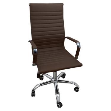 Imagem de Cadeira Eames Esteirinha Presidente Alta Estofada Couro - Lianto Decor