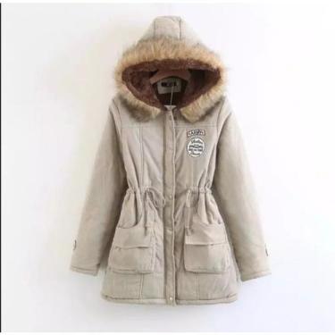 Imagem de Jaqueta feminina de couro chiporro bege militar em camurça de vaca - L