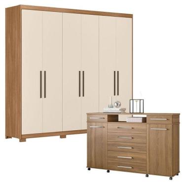 Imagem de Cômoda London E Guarda Roupa Casal Venice 62480pe Amendola Touch Off White Com Pés - Demóbile