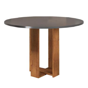 Imagem de Mesa de Jantar 4 Lugares Redonda Tampo de MDF Jady Mel/Cinza