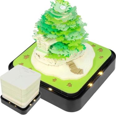 Imagem de HSHGZSR Calendário criativo 2025, calendário de mesa 3D com luz de LED, bloco de notas, calendário de mesa criativo, bloco de notas, calendário de arte 3D, bloco de notas DIY para decoração de mesa de