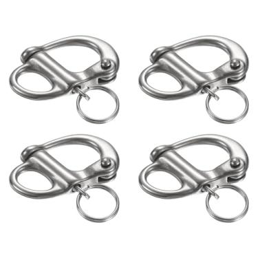 Imagem de PATIKIL Manilha de liberação rápida de 3,4 cm, 4 peças de aço inoxidável 316 fiança fixa conector de vela de barco para acampamento ao ar livre navios náuticos içamento industrial correntes para
