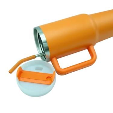 Imagem de Garrafa térmica em aço inoxidável Mantém as bebidas na temperatura ideal Ideal para o ginásio, trabalho, viagens e uso diário (Laranja)