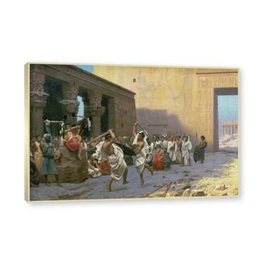 Imagem de Moldura de champanhe. Famosas pinturas a óleo, (A dança da espada) de Jean Leon Gerome, reprodução impressa em tela, arte de cenário para decoração de sala de estar. 40 x 60 cm - 15,8 x 23,7 pol