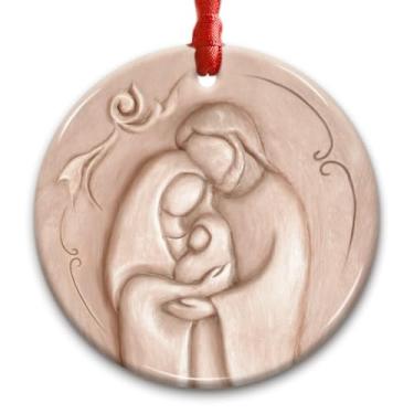 Imagem de CHOANG Ornamento de tradição da Sagrada Família 2025 - Ornamento de presépio religioso, presente de lembrança de feriado cristão - Maria, José e bebê Jesus, decoração suspensa de árvore de Natal de