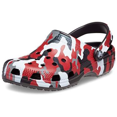 Imagem de Crocs Tamancos camuflados clássicos adultos unissex, Preto/vermelho, 34/36 BR